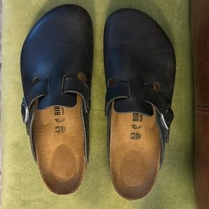 Birkenstock Boston, Black leather, Size 43 or Us 10
